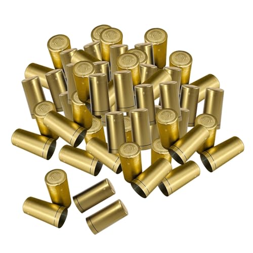 Fenteer 100 x PVC-Schrumpfkapseln, Deckelabdeckungen, Heimwerkerbedarf, 30 mm, dekorative Wein-Schrumpfsiegelhüllen mit Aufreißlasche für Weinkeller, Gold von Fenteer