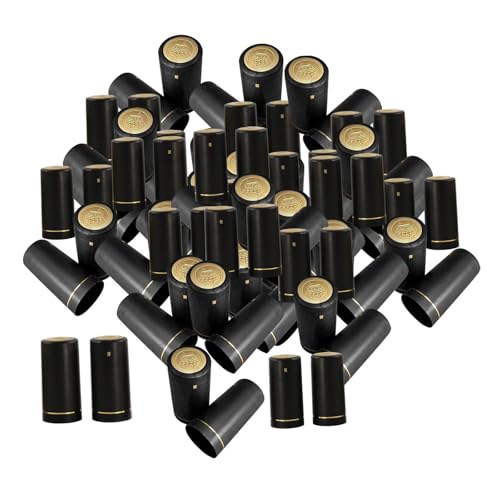 Fenteer 100 x PVC-Schrumpfkapseln, Deckelabdeckungen, Heimwerkerbedarf, 30 mm, dekorative Wein-Schrumpfsiegelhüllen mit Aufreißlasche für Weinkeller, Schwarz von Fenteer