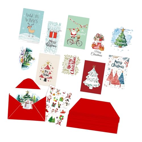 Fenteer 12 Weihnachtskarten, Verschiedene Weihnachtskarten, dekorative Elch-Geschenkboxen mit Aufklebern und Umschlägen für Kinder, Freunde und Eltern von Fenteer