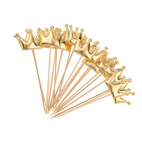 Fenteer 20 Krone Kuchen Cupcake Topper Party Dekor Lieferungen aus PU, Gold, 13 x 4,5 cm von Fenteer