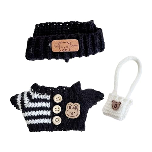 Fenteer 3X Miniatur Ankleide Hut Pullover Rucksack Set, Foto Requisiten DIY Puppen Kleidung Set Puppen Kleidung Set für 15cm 17cm Anhänger Puppe, Schwarz Und Weiß Fenteer 3X Miniatur Ankleide Hut Pullover Rucksack Set, Foto Requisiten DIY Puppen Kleidung Set Puppen Kleidung Set für 15cm 17cm Anhänger Puppe, Schwarz Und Weiß von Fenteer