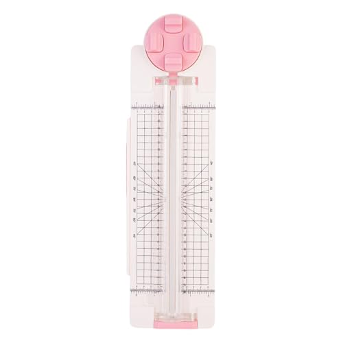Fenteer 4-in-1-Papierschneider, Trimmer, gerade, gewellt, gepunktet, Rillmaschine, Bastelpapier, Schneidemaschine für Etiketten, Sammel, Büro, Rosa von Fenteer