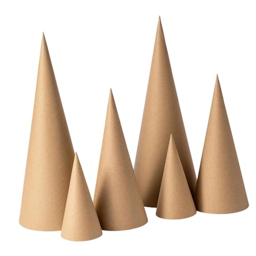 Fenteer 6 x Pappmaché-Kegel mit offenem, fantasievolle Handarbeit, Feinmotorik, Weihnachtsbaum-Dekoration zum Basteln, Malen, Partyhüte, 15 cm 25 cm 35 cm Fenteer 6 x Pappmaché-Kegel mit offenem, fantasievolle Handarbeit, Feinmotorik, Weihnachtsbaum-Dekoration zum Basteln, Malen, Partyhüte, 15 cm 25 cm 35 cm von Fenteer