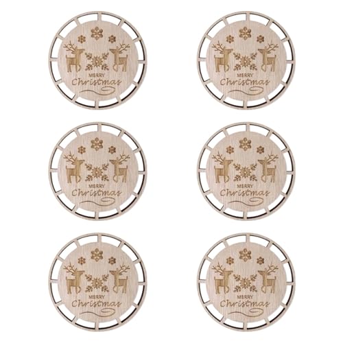 Fenteer 6X Weihnachtsmakrame -Ornamente hängende Tags Holzstücke DIY hängende Ornamente für DIY Crafts Kids Crafts Weihnachtsbaum, Set C von Fenteer