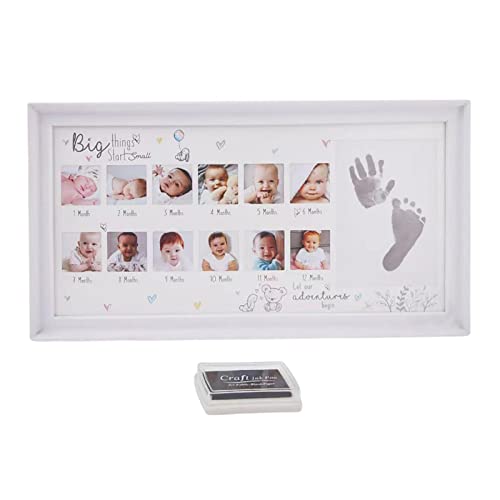 Fenteer Baby Bilderrahmen, erstes Jahr fotografía Rahmen Handabdruck Andenken Bilderrahmen Jungen Neugeborenen Baby Dusche Rahmen von Fenteer