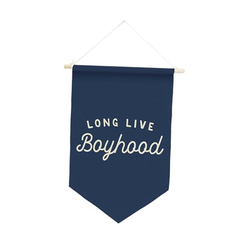 Fenteer Banner „Long Live Boyhood“, dreieckiges Banner, dekorativ, aufzuhängen, Wanddekoration, Jungenzimmer- für Party, Kinderzimmer, Wohnheim, Blau von Fenteer