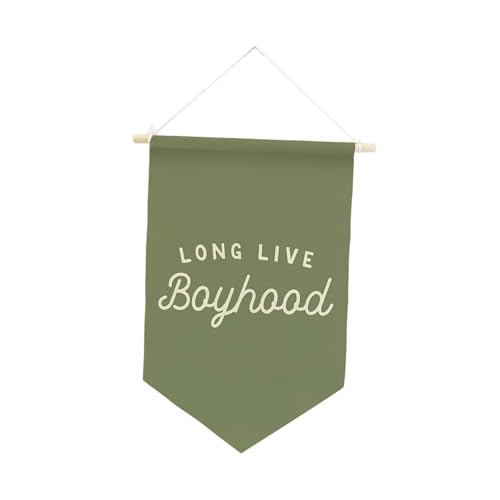 Fenteer Banner „Long Live Boyhood“, dreieckiges Banner, dekorativ, aufzuhängen, Wanddekoration, Jungenzimmer- für Party, Kinderzimmer, Wohnheim, GrÜn von Fenteer