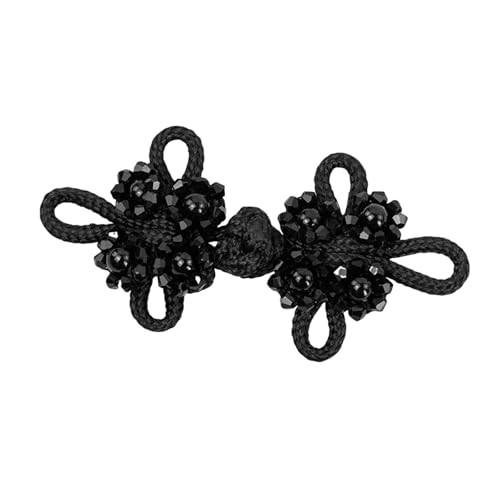 Fenteer Chinesische Knoten Froschknopf mit Perlenhandwerkszubehör Verschluss Nähen Fastener für Pullover Cheongsam Umhang Kostüme Mäntel, Schwarz von Fenteer