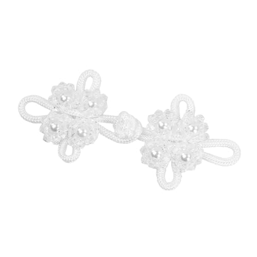 Fenteer Chinesische Knoten Froschknopf mit Perlenhandwerkszubehör Verschluss Nähen Fastener für Pullover Cheongsam Umhang Kostüme Mäntel, Weiß von Fenteer