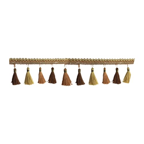 Fenteer Fransenborte, Polyesterfransen, 8,9 cm breite Polyesterquaste, Quastenspitzenbesatz für Lampenschirm, Vorhang, Kostümhandwerk, Kleid DIY, Beige Fenteer Fransenborte, Polyesterfransen, 8,9 cm breite Polyesterquaste, Quastenspitzenbesatz für Lampenschirm, Vorhang, Kostümhandwerk, Kleid DIY, Beige von Fenteer
