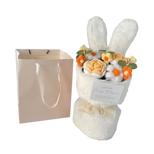Fenteer Gehäkelter Blumenstrauß, bereits fertige Häkelblumen, Blumenstrauß aus gehäkelten Rosen, gewebter Blumenstrauß für Zuhause, Party, Erntedankfest, Orange von Fenteer