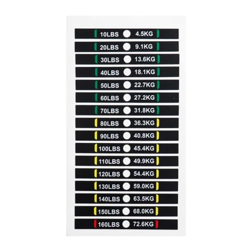 Fenteer Gewicht Stack Labels Gewicht Aufkleber 4.5-72,6 kg Zahlen Aufkleber Gewichtsmarke für Fitnessgeräte Kraftstraining Innengymse, Schwarz von Fenteer