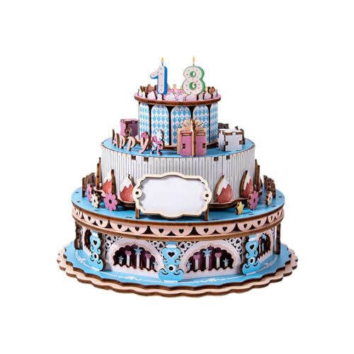Fenteer Hölzerne Spieluhr Kuchen DIY Schöne Handwerk Holz Kuchen Modell Handgemachte Holz Block Spielzeug Freunde Freundin Jungen Mädchen, Blau Fenteer Hölzerne Spieluhr Kuchen DIY Schöne Handwerk Holz Kuchen Modell Handgemachte Holz Block Spielzeug Freunde Freundin Jungen Mädchen, Blau von Fenteer