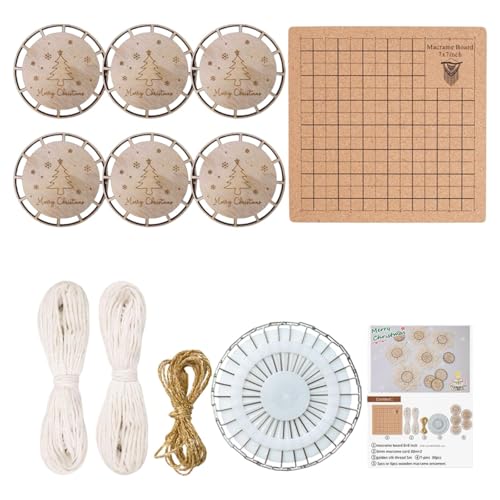 Fenteer Holzscheiben DIY Crafts Kit 7.5 cm Makrame Kit Holzstücke mit Seil für Weihnachtsbaumschmuck Wanddekoration Tags Tags Tags, Set E Fenteer Holzscheiben DIY Crafts Kit 7.5 cm Makrame Kit Holzstücke mit Seil für Weihnachtsbaumschmuck Wanddekoration Tags Tags Tags, Set E von Fenteer