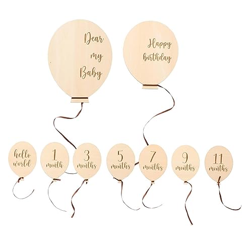 Fenteer Monatlicher aus Holz, Ballon aus Holz, Foto-Requisiten, Baby-Monatsschilder, 1–12-Monats-Karte, Baby- aus, 9 STÜCKE Fenteer Monatlicher aus Holz, Ballon aus Holz, Foto-Requisiten, Baby-Monatsschilder, 1–12-Monats-Karte, Baby- aus, 9 STÜCKE von Fenteer