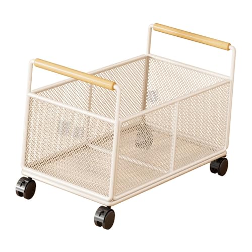 Fenteer Rollbarer Aktenwagen aus Netzstoff, Aufbewahrungswagen, mobiles Bücherregal mit Griff, mit Rädern, Rollordner-Organizer für Handtaschenordner, M von Fenteer