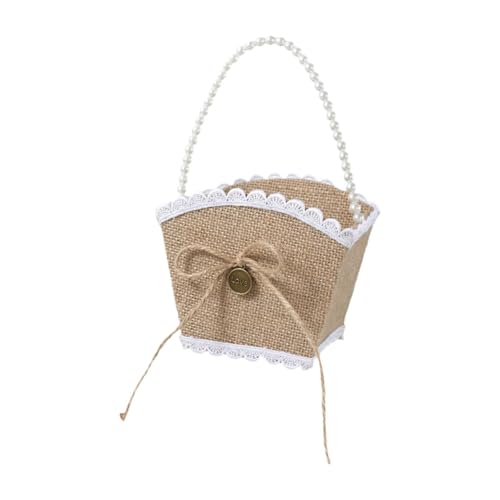 Fenteer Sackleinen Blumenmädchenkorb Blütenblätter Korb mit Griff Bowknot Hochzeitsblumenkorb für Bankett Holiday Party Tischdekoration, A Fenteer Sackleinen Blumenmädchenkorb Blütenblätter Korb mit Griff Bowknot Hochzeitsblumenkorb für Bankett Holiday Party Tischdekoration, A von Fenteer