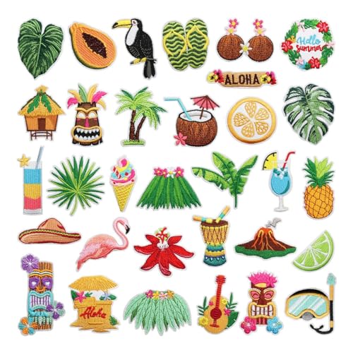 Fenteer Sommer-Aufnäher zum Aufbügeln, Verzierungen mit Palmenmotiv, für Kleider, Jacken, Kleidung, Taschen, 32 Stück Fenteer Sommer-Aufnäher zum Aufbügeln, Verzierungen mit Palmenmotiv, für Kleider, Jacken, Kleidung, Taschen, 32 Stück von Fenteer
