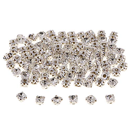 Fenteer Strasssteine zum Aufnähen Flatback 6 mm für Kleidung DIY, 100stk, Weiß von Fenteer