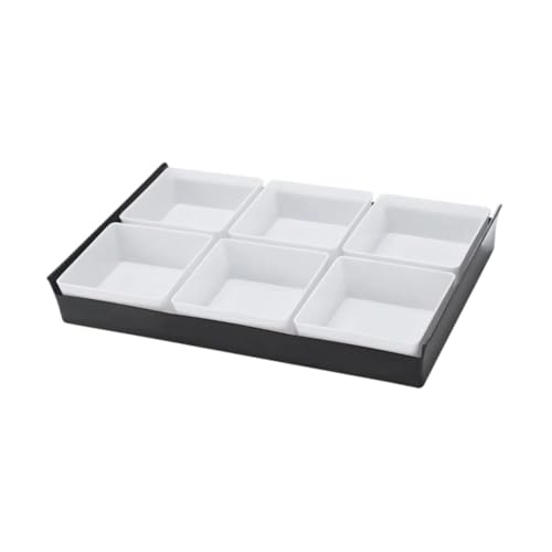 Fenteer Unterteiltes Serviertablett, Süßigkeiten-Nuss-Behälter, Snack-Teller, kreative Mehrzweck-Aufbewahrungsbox, Snack-Tablett für Restaurant, Zuhause, 6gitter29.2x18.5x4.2cm von Fenteer