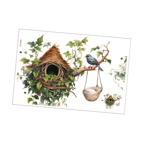 Fenteer Wandaufkleber, Wandtattoo, zum Abziehen und Aufkleben, Kunstdekor, Baumzweig mit Vögeln, PVC-Tapete für Spielzimmer, Innenbereich, Fenster, Tür, Party von Fenteer