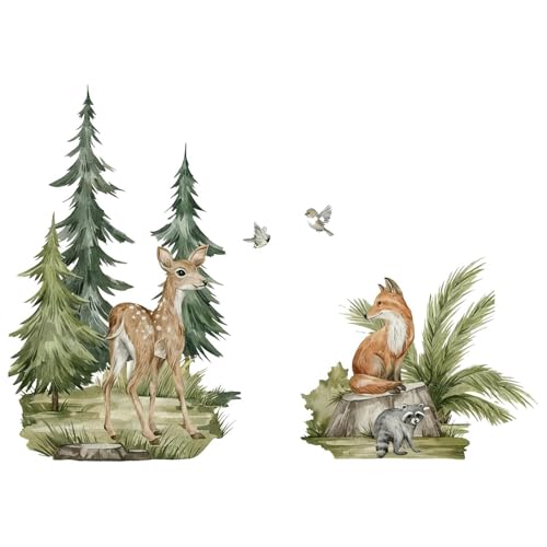 Fenteer Wandaufkleber mit Dschungeltieren, abnehmbar, Wandhintergrund, wasserdicht, Wanddekoration, PVC-Tapete für Toilette, Wohnzimmer, 120x77cm von Fenteer