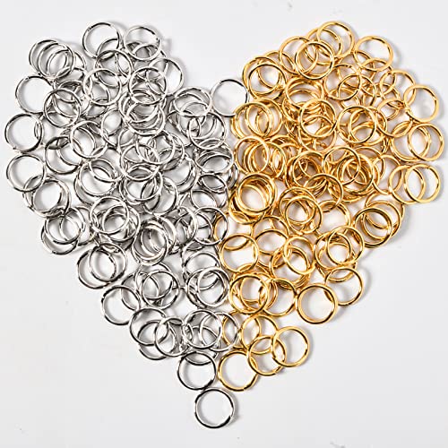 100 Stück 18 Karat Gold gefüllte Binderinge, zierliche O-förmige offene Binderinge, Bulk, goldene Spaltringe für Ohrringe, Armbänder, Halsketten, Anhänger, DIY-Schmuckherstellung, Zubehör von Feqosuk