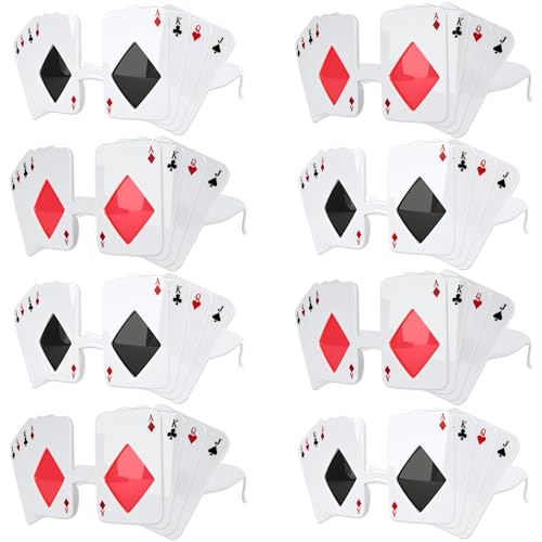 8 Stück Poker-Themen-Sonnenbrillen, Casino-Brillen, Spielkartenbrillen, lustige Brillen, Requisiten für Männer und Frauen, Poker-Nacht-Kostüm, Party-Dekorationen 8 Stück Poker-Themen-Sonnenbrillen, Casino-Brillen, Spielkartenbrillen, lustige Brillen, Requisiten für Männer und Frauen, Poker-Nacht-Kostüm, Party-Dekorationen von Feradny