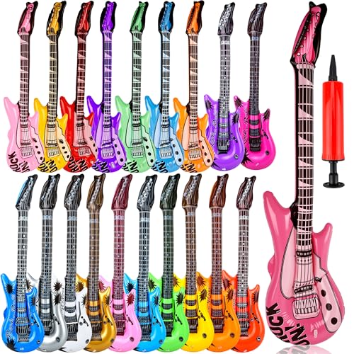 Aufblasbare Gitarre, aufblasbare Gitarre, Masse, gefälschte Party-Requisite, aufblasbare Rockstar-Gitarren mit Luftpumpe für 80er-90er-Jahre-Mottokarneval, Geburtstagsparty, Favo Aufblasbare Gitarre, aufblasbare Gitarre, Masse, gefälschte Party-Requisite, aufblasbare Rockstar-Gitarren mit Luftpumpe für 80er-90er-Jahre-Mottokarneval, Geburtstagsparty, Favo von Feradny