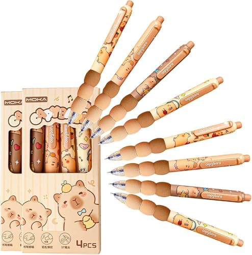 Capybara Radierbare Kugelschreiber Set, Capybara Stifte Set Gelstifte Radierbar Einziehbare Stifte Schreibwaren, Cartoon Tier Löschbarer Stift für Schule, Büro,Capybara-motto-partygeschenke (2*A) von Ferakum