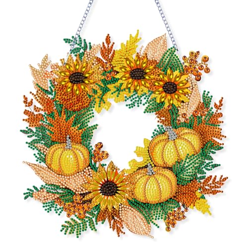 Diamond Painting Herbst, Kürbis Herbst Deko 5D Diamond Painting Fensterbilder Painting Anhänger DIY Türkranz Für Herbstdeko Halloween Geschenk (C) von Ferakum
