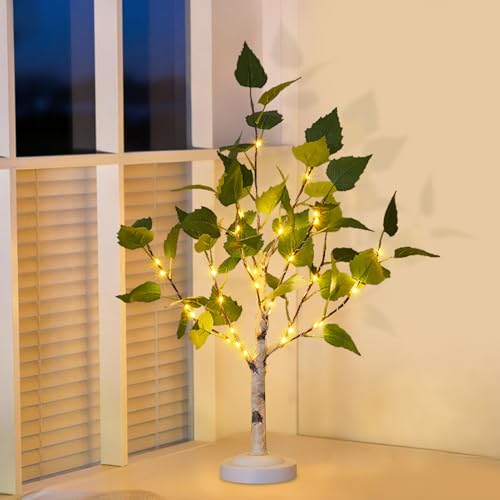 Ferakum Herbstdeko Ahornblatt LED Baum Lichter 60cm Herbst Deko Lichterbaum mit 24 Warmweiß LEDs Batteriebetrieben USB-Kabel Für Herbst Weihnachten Tisch Dekoration (A) von Ferakum