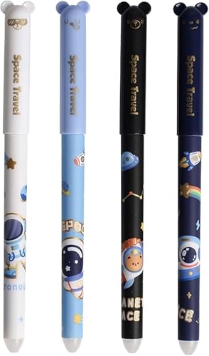 Ferakum Radierbarer Kugelschreiber, 0,5 mm Cartoon Radierbare Stifte mit thermoempfindlicher, Radierbarer Gelschreiber Set für Schulsachen Bürobedarf Studenten Notizbuch Planer Journal (4pcs) von Ferakum