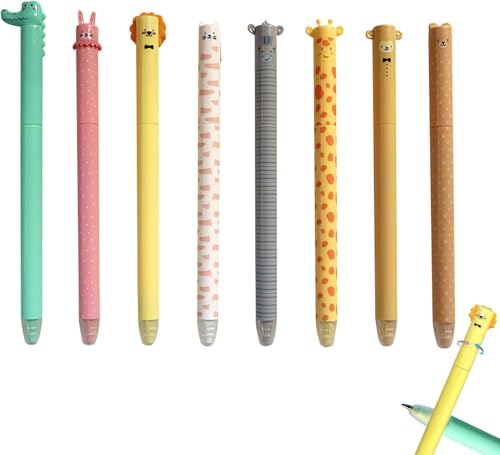 Ferakum Radierbarer Kugelschreiber, 0,5 mm Cartoon Radierbare Stifte mit thermoempfindlicher, Radierbarer Gelschreiber Set für Schulsachen Bürobedarf Studenten Notizbuch Planer Journal (8 PCS) von Ferakum