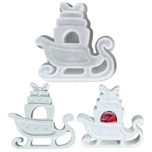 Silikonformen Gießformen Weihnachten, Weihnachtsrodel Silikonform, Geldgeschenk Gießformen Silikon, DIY Weihnachtsrodel Silikonform Geschenkbox für Geschenk, Handwerk und Geschenkverpackungen (A) von Ferakum