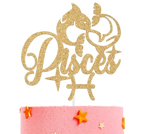 Happy Birthday Fische-Kuchendekoration, große Fische, Energie-Kuchendekoration, Sternbild, Thema, Geburtstagsparty-Dekorationen, Zubehör, goldener Glitzer Happy Birthday Fische-Kuchendekoration, große Fische, Energie-Kuchendekoration, Sternbild, Thema, Geburtstagsparty-Dekorationen, Zubehör, goldener Glitzer von Ferburitar