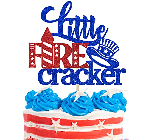Streu Firecracker Cake Topper, 4. Juli Babyparty Dekorationen, American Independence Day Little Firecracker Cake Decoration Supplies Blue Red Glitter Streu Firecracker Cake Topper, 4. Juli Babyparty Dekorationen, American Independence Day Little Firecracker Cake Decoration Supplies Blue Red Glitter von Ferburitar