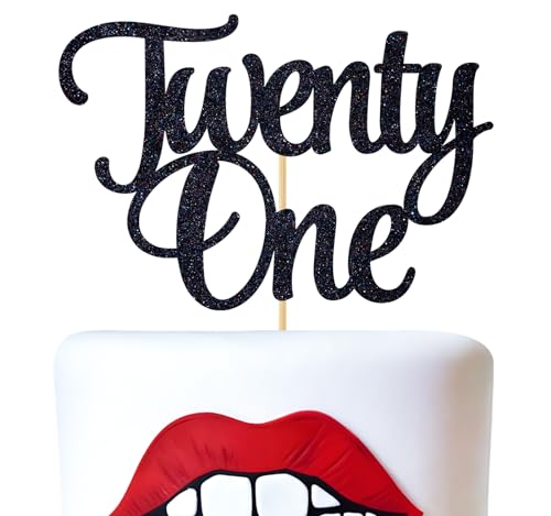 Twenty One Cake Topper – Cheers to 21 Years Legal AF Cake Decorations, Happy 21st Birthday/Wedding Anniversary Party Decorations Supplies, Black Glitter Twenty One Cake Topper – Cheers to 21 Years Legal AF Cake Decorations, Happy 21st Birthday/Wedding Anniversary Party Decorations Supplies, Black Glitter von Ferburitar