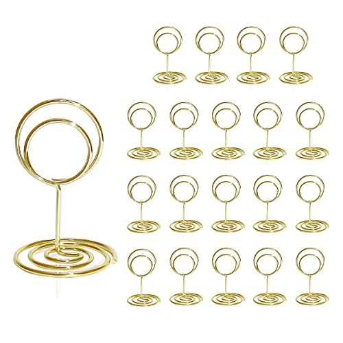 Feriany Tisch Nummern Halter 20 StüCke - 5,1 Cm Mini Tisch Karten Halter, Kurze Tisch Nummern StäNder für Hochzeits Feier(Gold) von Feriany