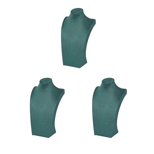 Feriuzymix Halskettenständer aus Samt, Staffelei, Büstenhalter, Schaufensterpuppe, Kette, Organizer, Grün, 20 cm, 3 Stück von Feriuzymix