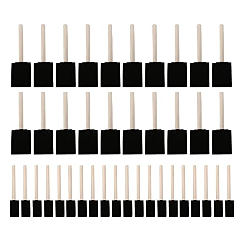 Ferleiss 40 Stück Schaumstoff-Schwamm, Pinsel, Holzgriff, Malwerkzeug, für Acryl, Flecken, Lacke, Kunstbedarf von Ferleiss