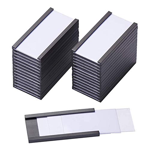 Ferleiss Magnetische Etikettenhalter mit magnetischen Datenkartenhaltern mit transparenten Kunststoffschutzfolien für Metallregale (2,5 x 5,1 cm), 50 Stück von Ferleiss