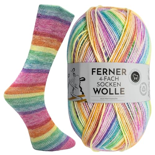 FERNER WOLLE Lungauer Sockenwolle 4-Fach Merino 48-71 - Regenbogen Pastell von Ferner Wolle