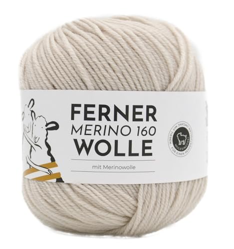 Ferner Merino 160 Wolle | Reine Merinowolle zum stricken und häkeln | 100% Wolle | Strickgarn Häkelwolle Nadelstärke 3 bis 3,5 mm (451 natur) von Ferner Wolle