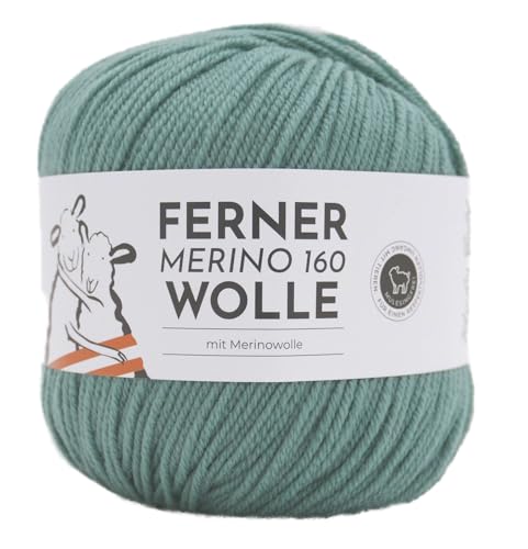 Ferner Merino 160 Wolle | Reine Merinowolle zum stricken und häkeln | 100% Wolle | Strickgarn Häkelwolle Nadelstärke 3 bis 3,5 mm (453 salbei) von Ferner Wolle