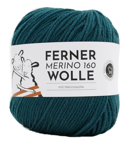 Ferner Merino 160 Wolle | Reine Merinowolle zum stricken und häkeln | 100% Wolle | Strickgarn Häkelwolle Nadelstärke 3 bis 3,5 mm (454 petrol) von Ferner Wolle