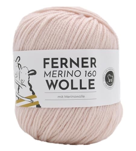 Ferner Merino 160 Wolle | Reine Merinowolle zum stricken und häkeln | 100% Wolle | Strickgarn Häkelwolle Nadelstärke 3 bis 3,5 mm (456 blass rosa) von Ferner Wolle