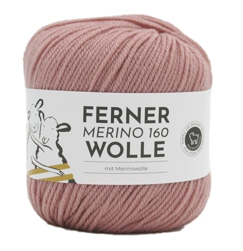 Ferner Merino 160 Wolle | Reine Merinowolle zum stricken und häkeln | 100% Wolle | Strickgarn Häkelwolle Nadelstärke 3 bis 3,5 mm (457 altrosa hell) von Ferner Wolle