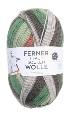 Ferner Wolle 4-fach Sockenwolle mit Merinowolle mulesingfrei, Strumpfwolle 4-fädig, Sockengarn mit Farbverlauf, 100g (713/24) von Ferner Wolle