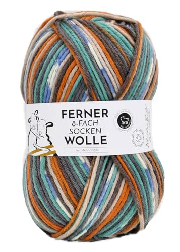 Ferner Wolle 8-fach Sockenwolle mit mulesingfreier Merinowolle | dickes Sockengarn mit Farbverlauf | 75% Wolle, 25% Polyamid | Strumpfwolle 8-fädig (681/23) von Ferner Wolle